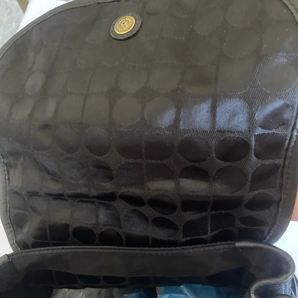 kate spade black nylon leather trim backpack